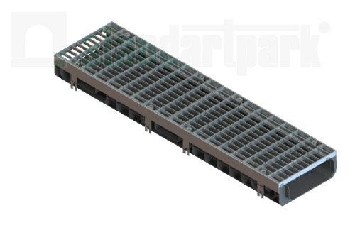 Лоток водоотводный пластиковый PolyMax Drive ЛВ-20.26.20-ПП на защелках с РВ щель ВЧ кл.D (к-т) 0854034Z-М, класс D400, комплект, Стандартпарк